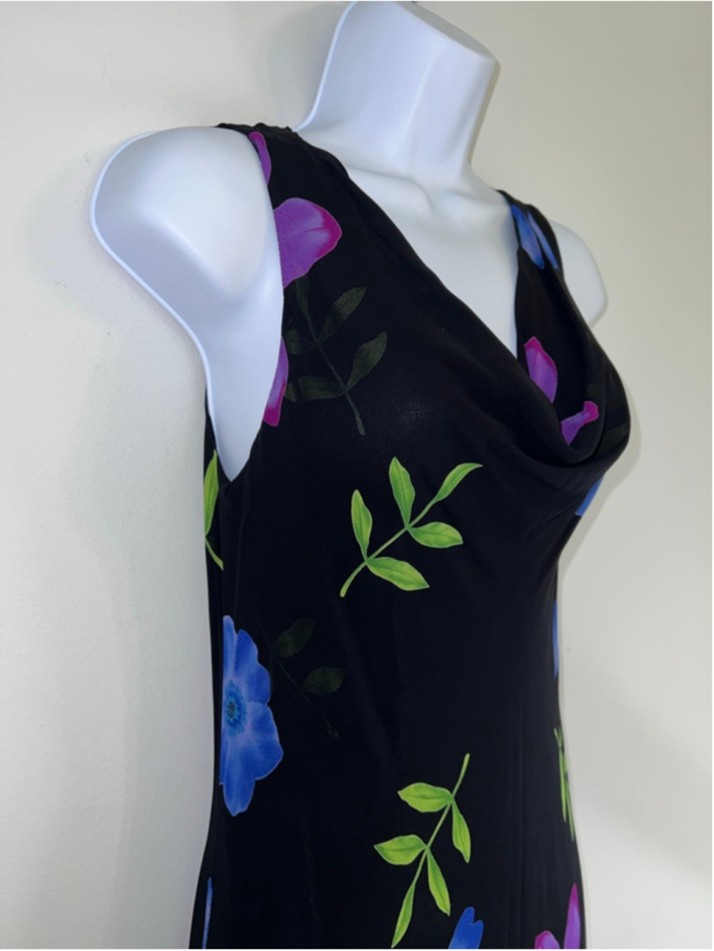 Vintage Cache Black Floral Sleeveless Maxi Dress S - Picture 3 of 8